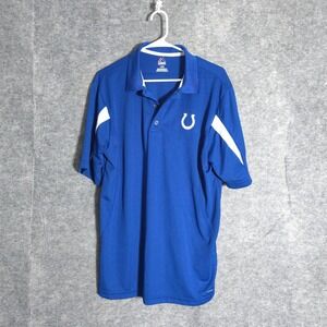 Indianapolis Colts Polo Mens Large Blue NFL Cool Base Logo KCGS Shirt Majestic